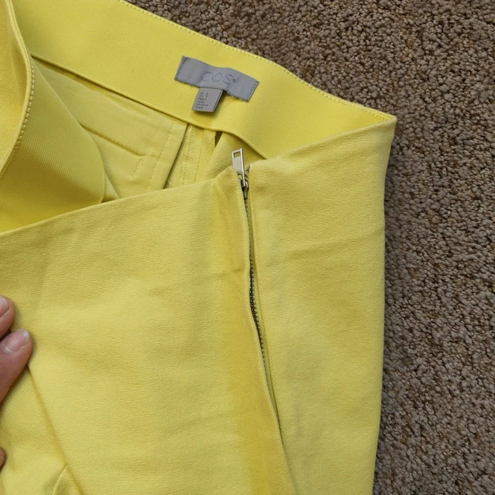 COS Womens Yellow Slim Leg‎ Side Zip Ankle Zip Trousers Pants Size 8 Stretch